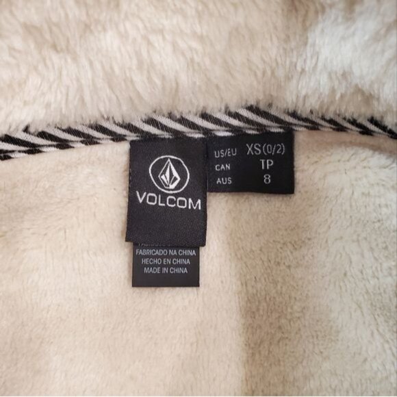 Volcom Fleece Vest Womens Size XS Beige Mock Neck Snap Button Outdoor Hiking - Picture 7 of 13